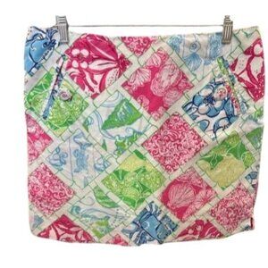 Lilly Pulitzer Jubilee Patchwork Skirt Size 6 Multicolor Cotton Pockets